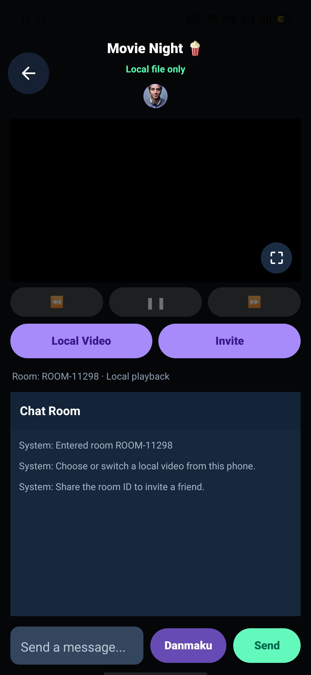 Viora profile detail screen with match percentage and interests